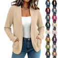 thumbnail image 1 of Xaqiouau Womens Cardigan Sweaters Long Sleeve Ribbed Knit Open Front Lightweight Knit Outwear with Pockets Casual Loose Fit Solid Color Cardigan, 1 of 7