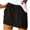 thumbnail image 1 of Xaqiouau Womens Casual Shorts Elastic Waist Drawstring Soft Summer Loose Cut Lounge Shorts with Pockets Solid Hem for Beach Daily Wear Vacation Yoga, 1 of 7