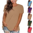 thumbnail image 1 of Xaqiouau Womens Crew Neck T Shirt Casual Loose Fit Short Sleeve Tops Soft Lightweight Summer Basic Tee, 1 of 6