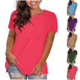thumbnail image 1 of Xaqiouau Womens Crew Neck T Shirt Casual Loose Fit Short Sleeve Tops Soft Lightweight Summer Basic Tee, 1 of 6