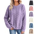 thumbnail image 1 of Xaqiouau Womens Fuzzy Cable Knit Sweater Crewneck Long Sleeve Pullover Soft Warm Casual Tops Fall Winter Cozy Clothes, 1 of 9