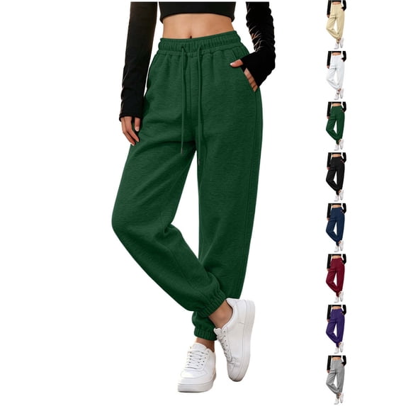 Xaqiouau Womens Jogger Sweatpants High Waisted Drawstring Lounge Pants Casual Athletic Joggers Soft Fleece Sweatpants with Pockets
