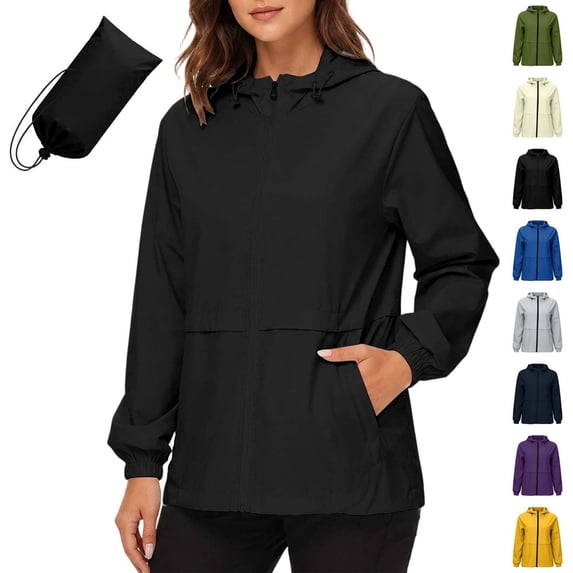 Xaqiouau Womens Lightweight Rain Jacket Waterproof Hooded Windbreaker Packable Zip Up Outdoor Raincoat With Pockets