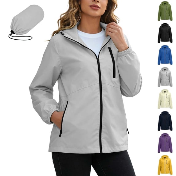 Xaqiouau Womens Lightweight Rain Jacket Waterproof Windbreaker Packable Hooded Outdoor Coat Casual Hiking Travel Jacket