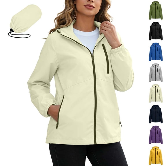 Xaqiouau Womens Lightweight Rain Jacket Waterproof Windbreaker Packable Hooded Outdoor Coat Casual Hiking Travel Jacket