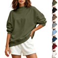 thumbnail image 1 of Xaqiouau Womens Oversized Mock Neck Sweatshirt Casual Long Sleeve Pullover Drop Shoulder Loose Soft Crewneck Sweatshirts Fashion Fall Winter Tops, 1 of 9