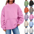 thumbnail image 1 of Xaqiouau Womens Oversized Sweatshirts Mock Neck Pullover Long Sleeve Tops Fall Winter Soft Cozy Crewneck Sweatshirt Top with Pockets, 1 of 7