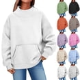 thumbnail image 1 of Xaqiouau Womens Oversized Sweatshirts Mock Neck Pullover Long Sleeve Tops Fall Winter Soft Cozy Crewneck Sweatshirt Top with Pockets, 1 of 7