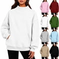 thumbnail image 1 of Xaqiouau Womens Oversized Sweatshirts Mock Neck Pullover Long Sleeve Tops Fall Winter Soft Cozy Crewneck Sweatshirt Top with Pockets, 1 of 8