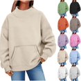 thumbnail image 1 of Xaqiouau Womens Oversized Sweatshirts Mock Neck Pullover Long Sleeve Tops Fall Winter Soft Cozy Crewneck Sweatshirt Top with Pockets, 1 of 7