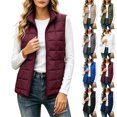 thumbnail image 1 of Xaqiouau Womens Puffer Vest Lightweight Quilted Vest Zip Up Sleeveless Jacket Stand Collar Winter Outerwear with Pockets, 1 of 8