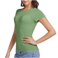 thumbnail image 1 of Xaqiouau Womens Short Sleeve Crew Neck T Shirt Solid Stretchy Soft Comfy Slim Fit Basic Casual Tee Everyday Wear Lightweight Breathable Summer Top, 1 of 3