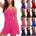 thumbnail image 1 of Xaqiouau Womens Solid Jumpsuits Spaghetti Strap Scoop Neck V Waist Short Jumpsuits Casual Summer Outfits for Daily Wear Vacation, 1 of 7