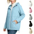 thumbnail image 1 of Xaqiouau Womens Solid Thin Mountaineering Jacket Sun Protection Waterproof Sports Drawstring Long Sleeved Hooded Jacket, 1 of 9