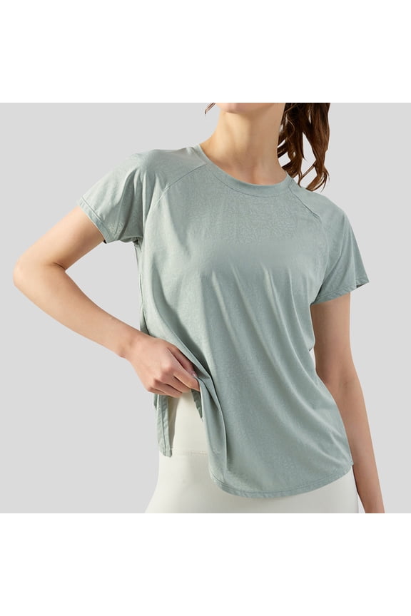 Womens Split Back Raglan Sleeve Workout Top Loose Fit Wicking Stretchy Breathable Athletic T Shirt for Yoga Gym Running Casual Everyday Wear