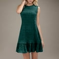 thumbnail image 1 of Xaqiouau Womens Summer Sleeveless Mini Dress Round Neck Textured Ruffle Hem A Line Flowy Swing Dress Casual Loose Fit Comfortable Cocktail Party Sundress For Daily Wear Vacation Beach, 1 of 6