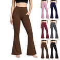 thumbnail image 1 of Xaqiouau Yoga Pants for Women High Waisted Flare Leggings with Pockets Bootcut Tummy Control Stretch Workout Casual Athletic Pants, 1 of 9