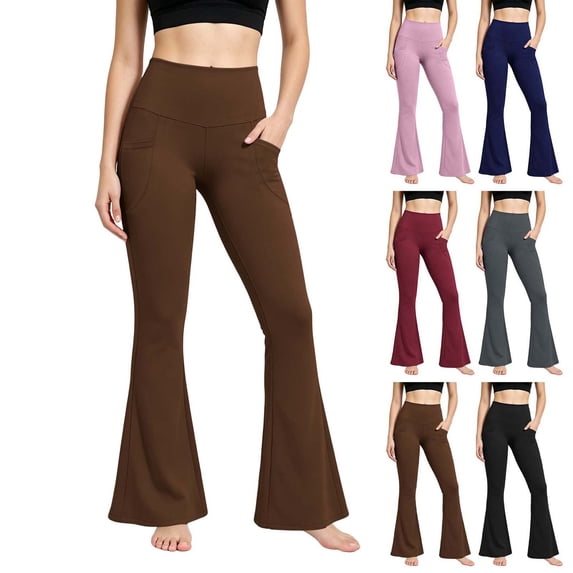 Xaqiouau Yoga Pants for Women High Waisted Flare Leggings with Pockets Bootcut Tummy Control Stretch Workout Casual Athletic Pants