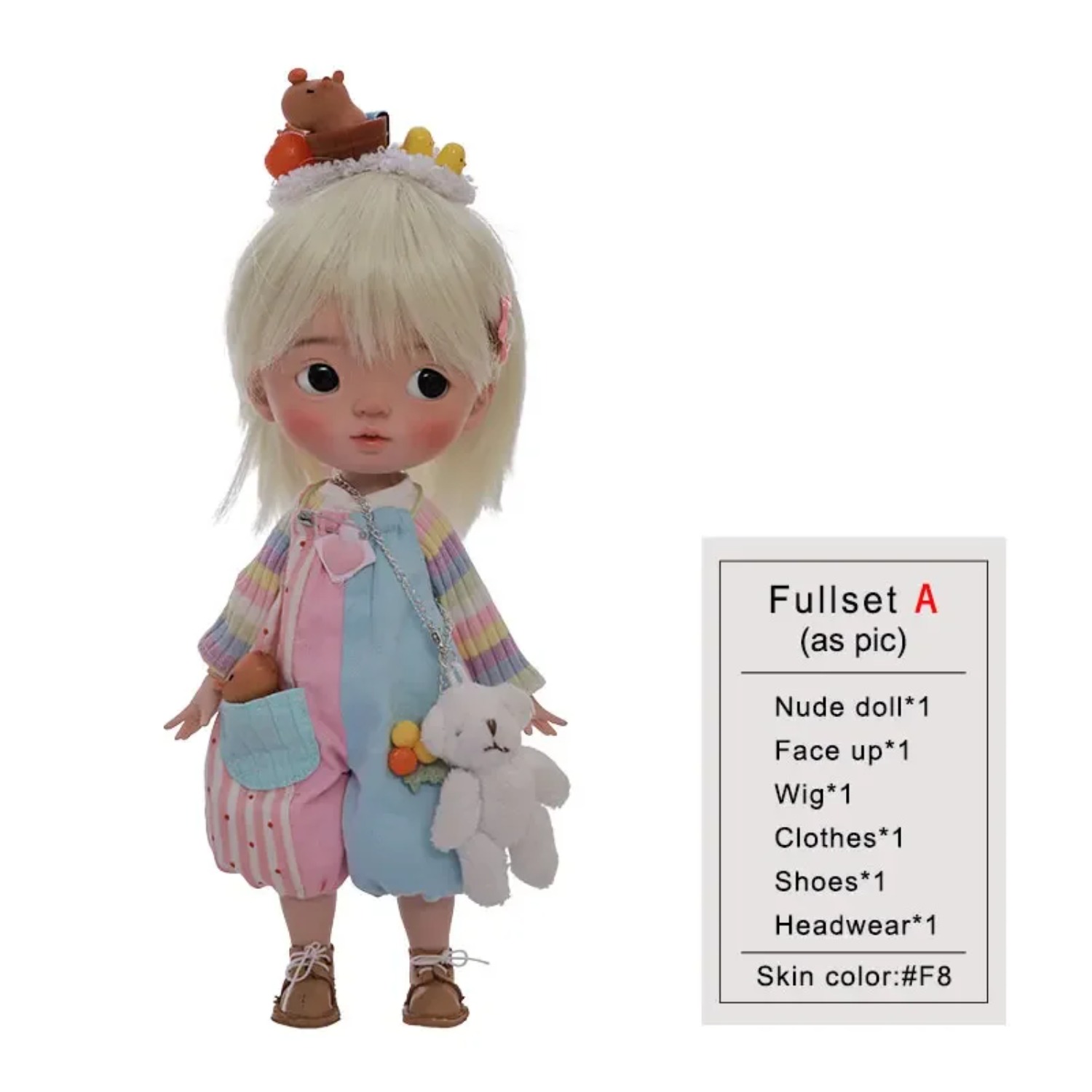 Xavi 1/6 Bjd Doll Omelet Body Rainbow Cute Girl Double Eyelids Capybara Headwear  High Quality Ball Jointed Dolls