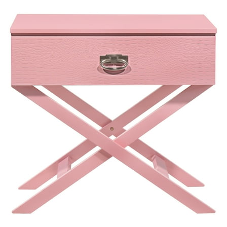 Xavier 1-Drawer Pink Nightstand (25"H x 16"W x 27"D)