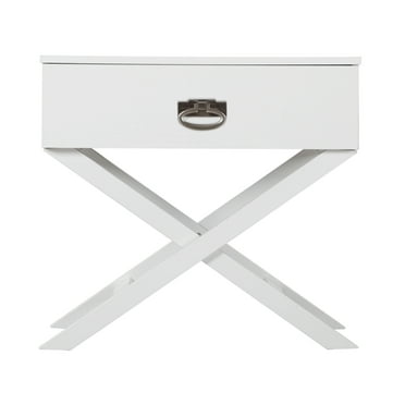 Xavier 1-Drawer White Nightstand (25"H x 16"W x 27"D)