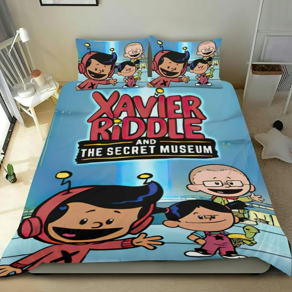 Xavier Riddle and the Secret Museum Themed Bed Sheet Set Three Piece Set 53x79 In ches Comfortable And Skin Friendly Unique Design Creating A Star Studded Night Home Gifts For Family Friends fans