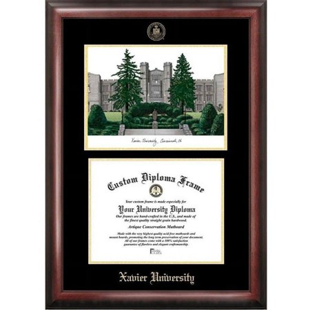 Xavier University 8.5" x 11" Gold Embossed Diploma Frame with Campus Images Lithograph