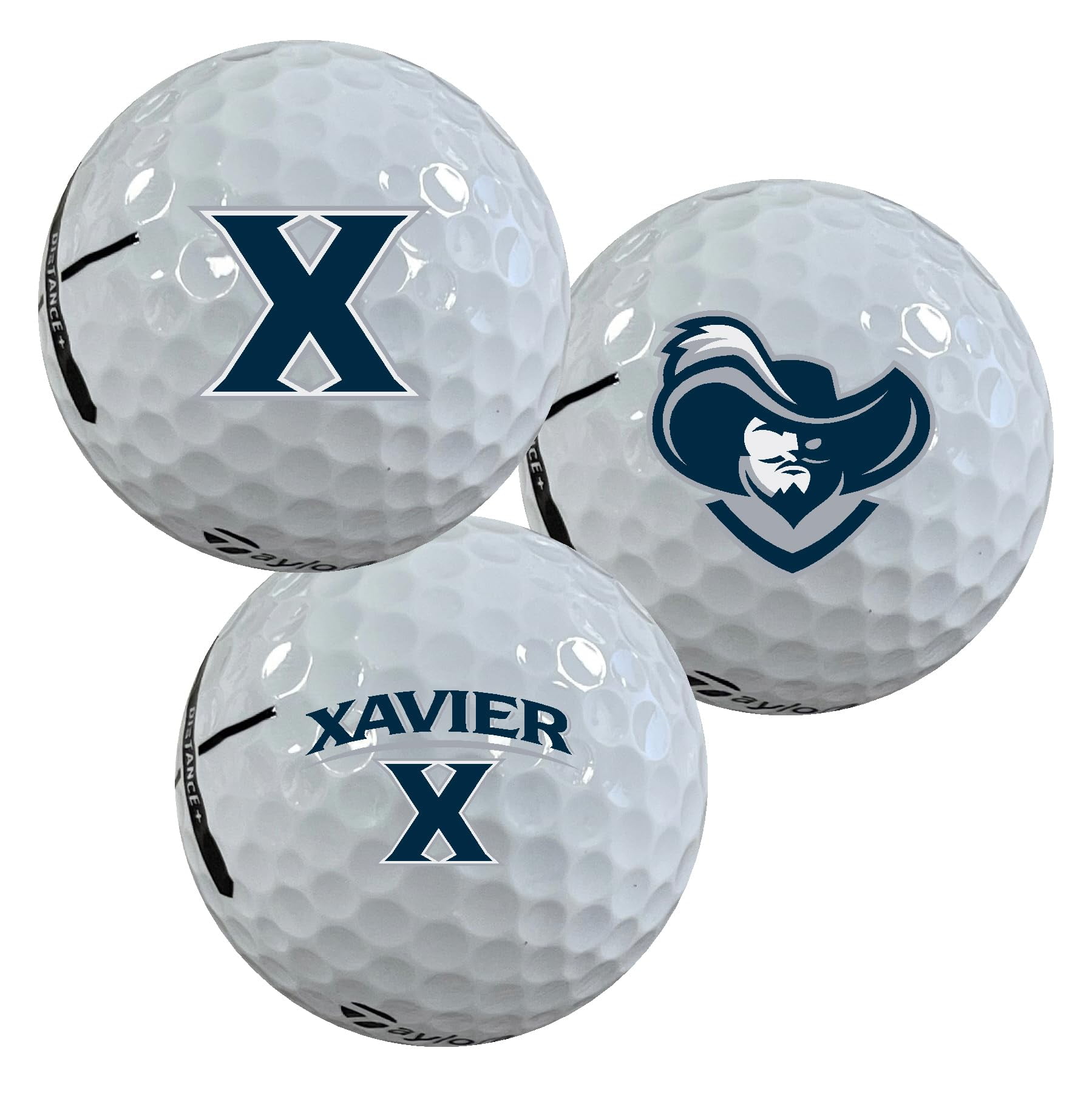 Xavier University Musketeers Logo Edition Officially Licensed NCAA Taylormade Distance+ Golf Balls 12-Pack (Dozen)