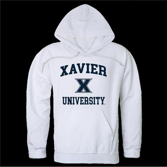 Xavier University of Louisiana Musketeers Seal Hoodie, White - 2XL