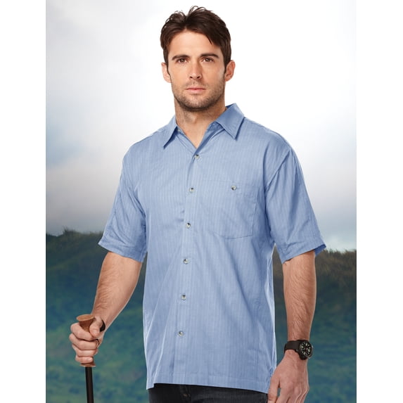 Xavier W702 Tonal Vertical Stripe Pattern Shirt, Large, Light Blue
