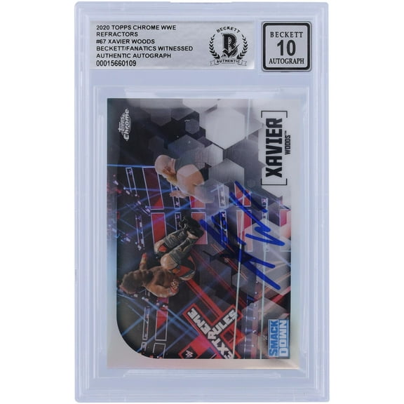 Xavier Woods WWE Autographed 2020 Topps Chrome Refractors #67 Beckett Fanatics Witnessed Authenticated 10 Card - Fanatics Authentic Certified