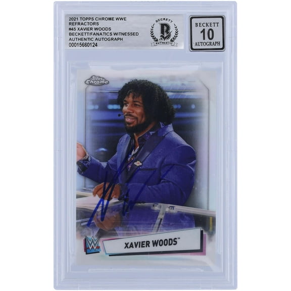 Xavier Woods WWE Autographed 2021 Topps Chrome Refractors #45 Beckett Fanatics Witnessed Authenticated 10 Card - Fanatics Authentic Certified