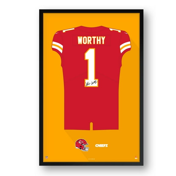Xavier Worthy Kansas City Chiefs Framed 27" x 39" Jersey Art Print