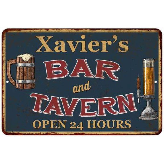 Xavier's Green Bar & Tavern Rustic Sign 8 x 12 High Gloss Metal 208120047432
