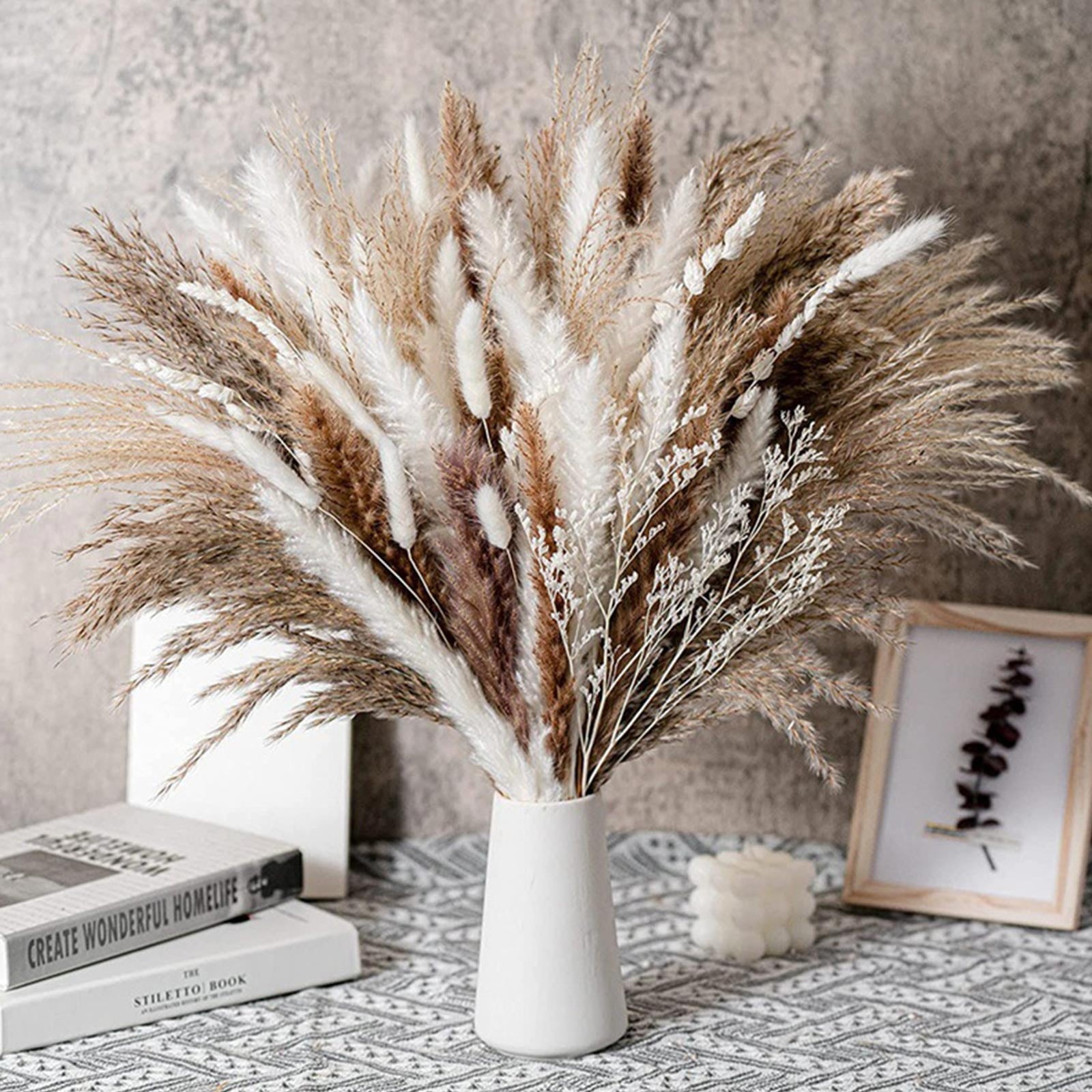Xaweyi Artificial and Flowers 50 Pcs Natural Dried Pampas Grass Bonquet ...