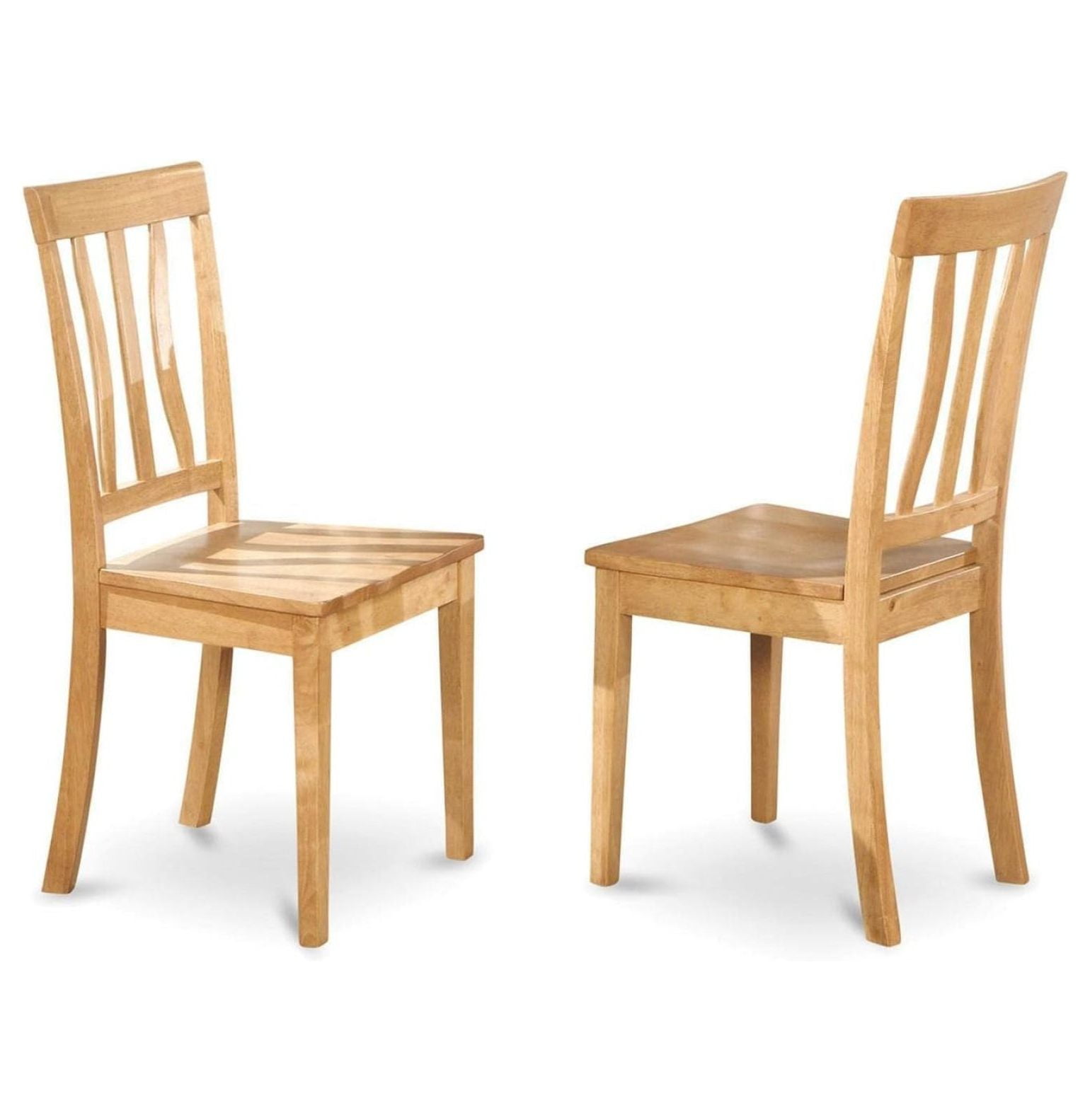 Antique Oak Slat Back Dining Chair Set of 2