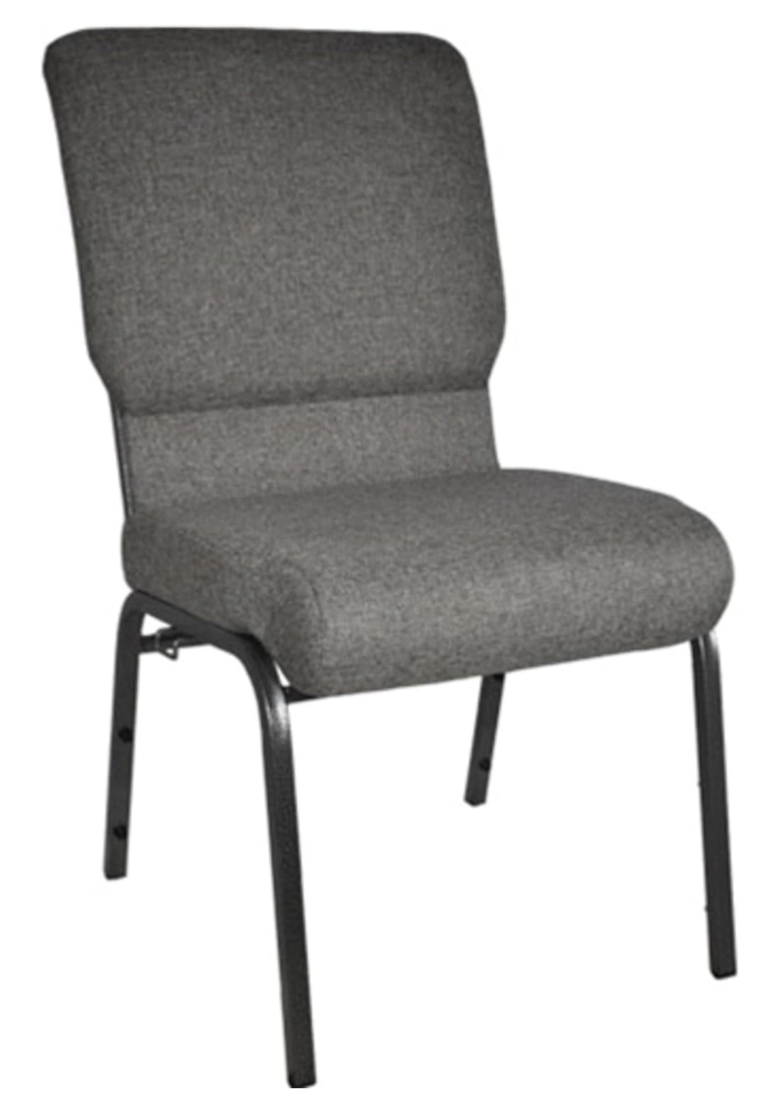 Charcoal Gray Fabric and Metal Stacking Church Chair