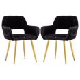 thumbnail image 1 of Xayoca Furry Desk Chair Set of 2, -Century Modern Accent Faux Fur Chair for Teen Girls, Comfy Armchair with Wood Look Metal Legs for Living Dining Room, Home Vanity Makeup Office Desk Chair No Wheel, 1 of 8