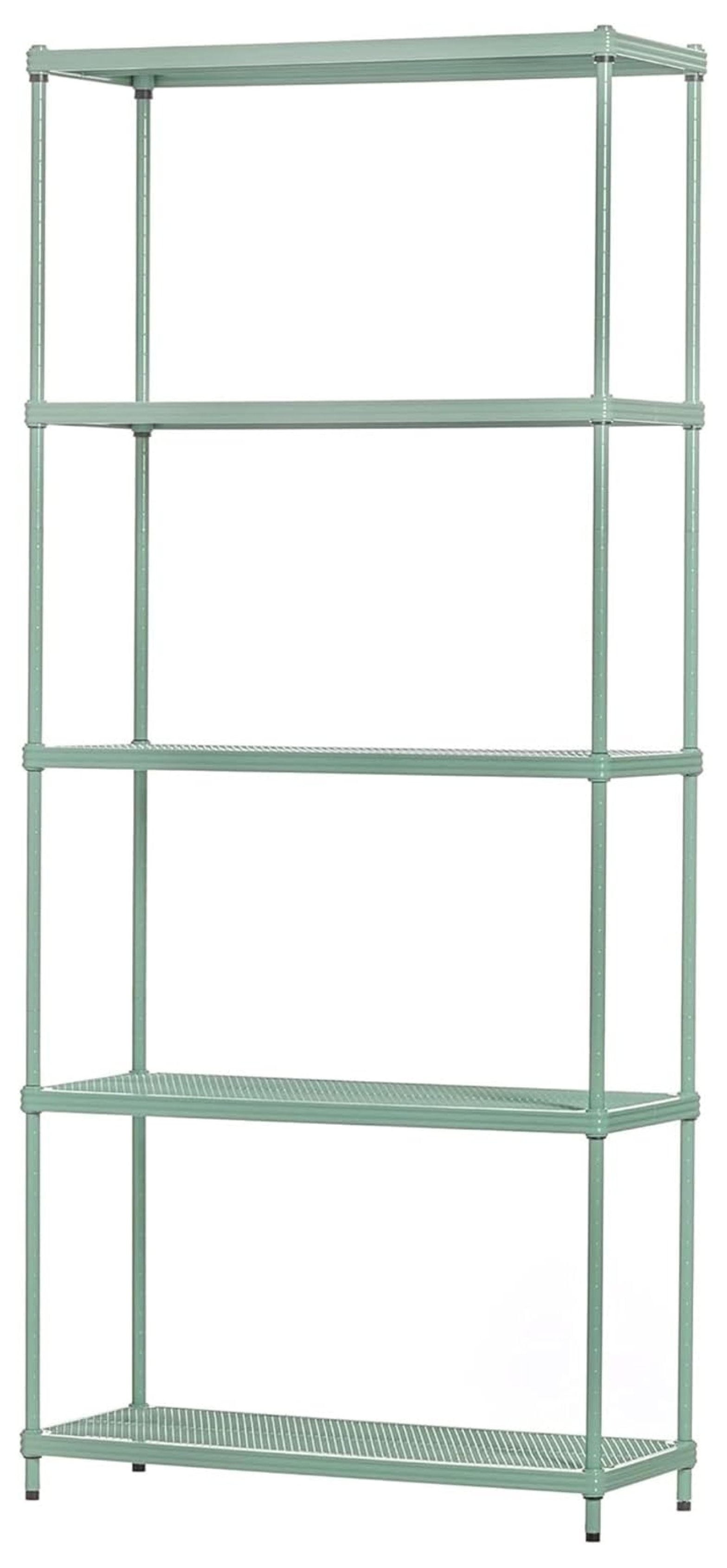 Sage Green Adjustable 5-Tier Metal Wire Shelving Unit