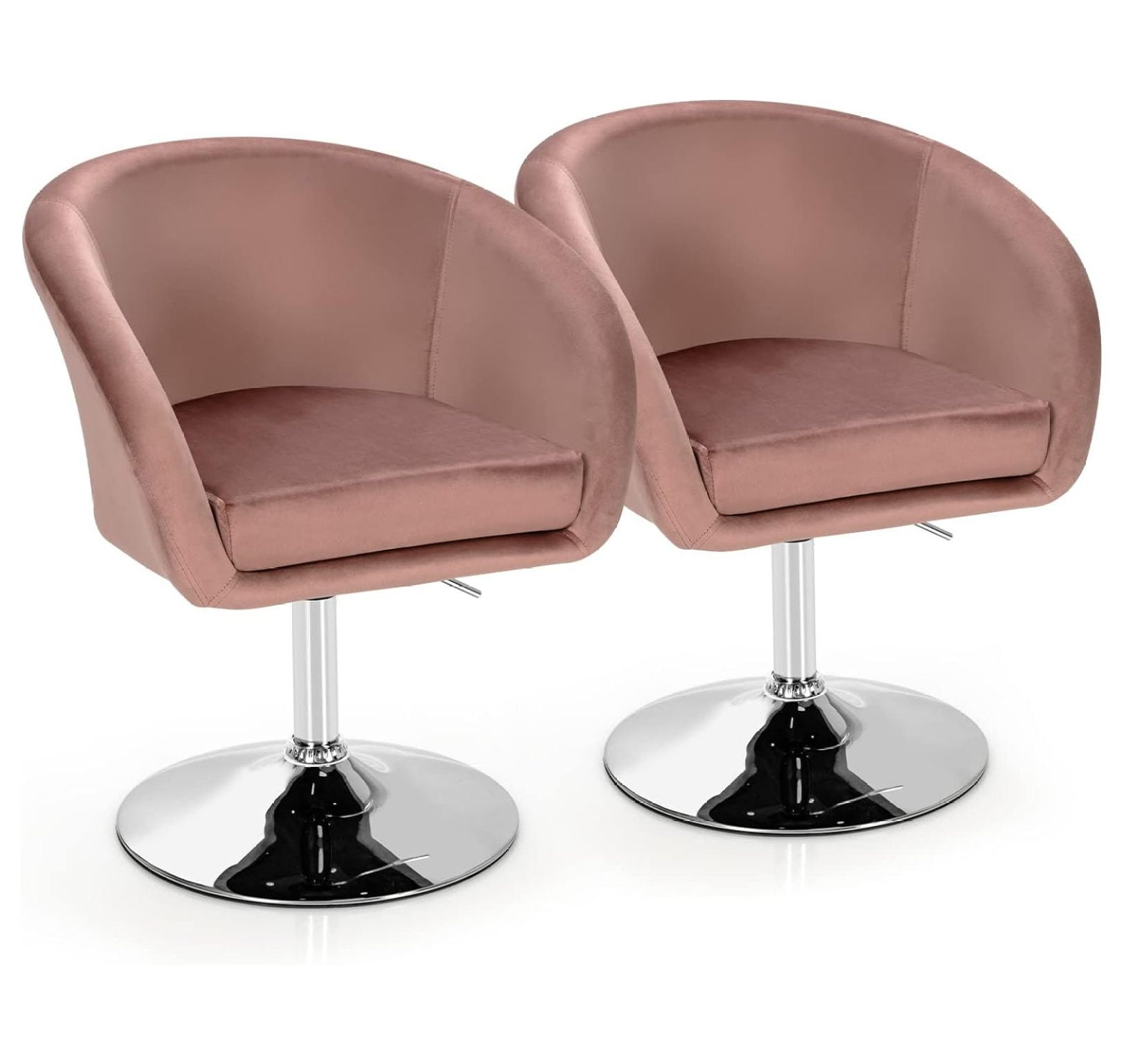 Xayoca Vanity Chair Set of 2 Height Adjustable Modern Velvet Makeup Chair with Chrome Frame Round Back Comfortable Swivel Accent Leisure Chair for Living Room Bedroom Walmart