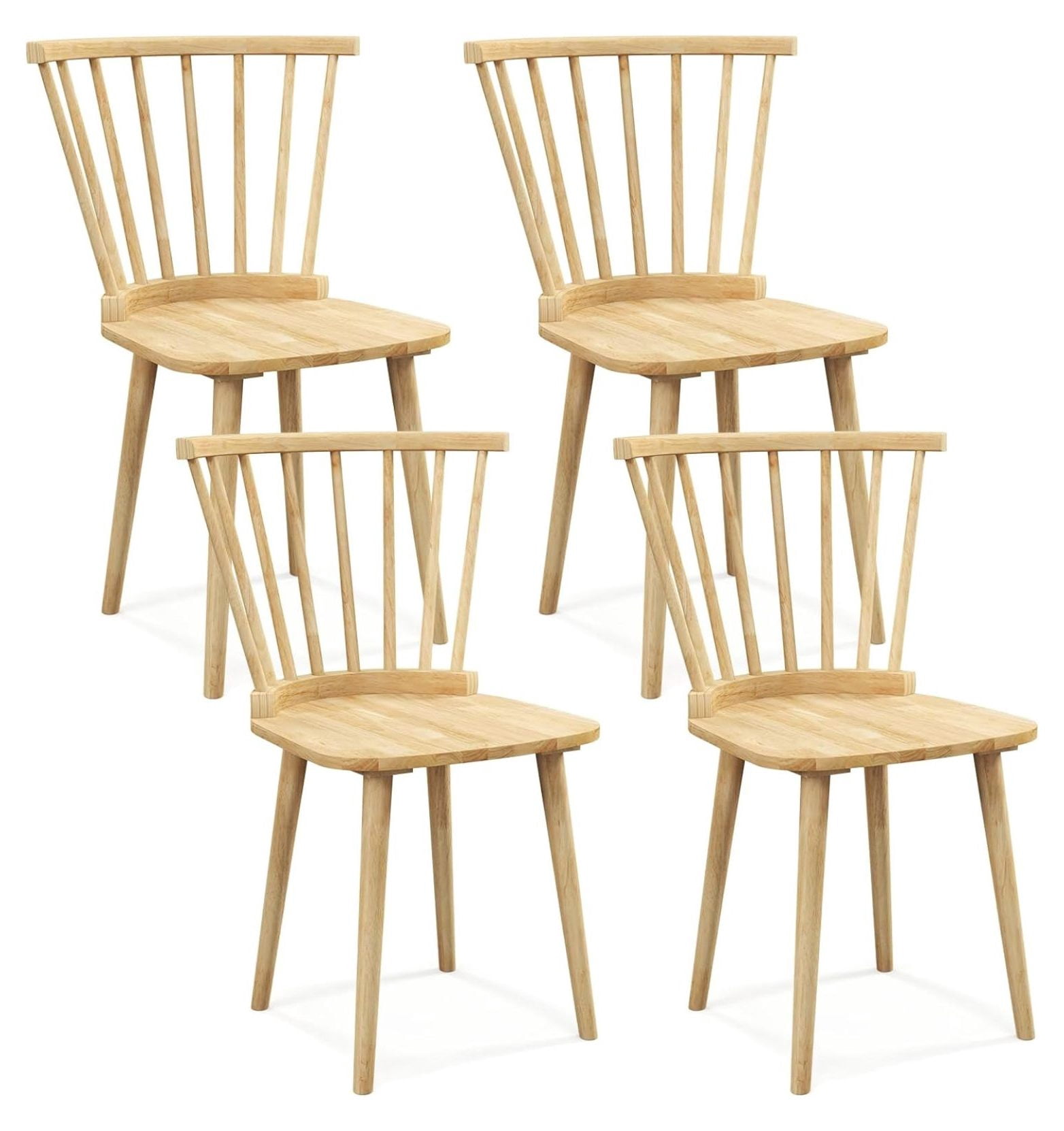 Xayoca Windsor Dining Chairs Set of 4, Solid Wood Kitchen Chairs with ...