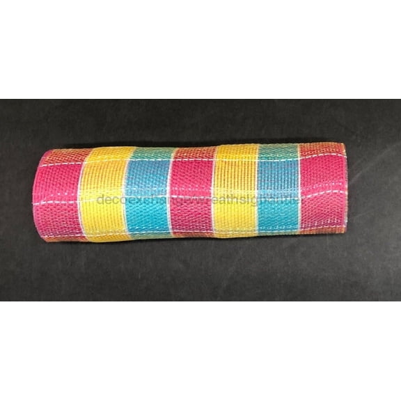 Xb104010-28: Fuchsia/Daff/Turq/Wht Plaid Mesh, 10"X10Y