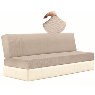 Xbaiyanr 2 Piece RV Couch Covers for Sofa Bed, Stretch Elastic Camper Slipcover for RV Jackknife Sofa Bed, Washable Anti-Slip Furniture Protector, Pet Friendly & Wrinkle Free (Khaki)
