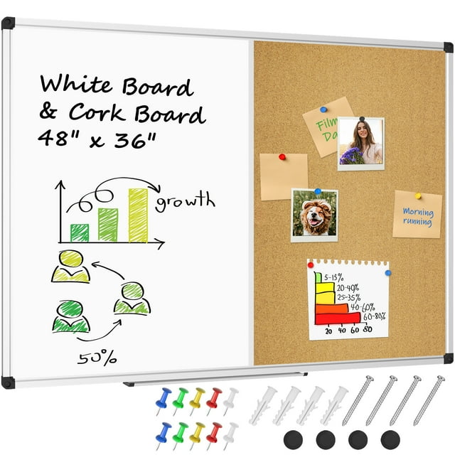 Xboard Combination Board, 48" x 36" Whiteboard Bulletin Cork