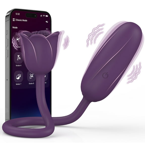 Xbonp 2 in 1 Clitoral Suction Vibrator, App Control with 9 Suction & Vibration Modes Purple