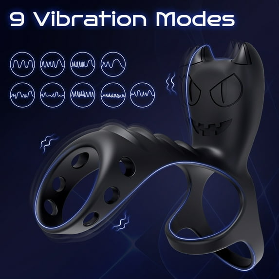 Xbonp 3 in 1 Vibrating Penis Ring,9 Vibrations Mode APP Remote Control Penis Ring