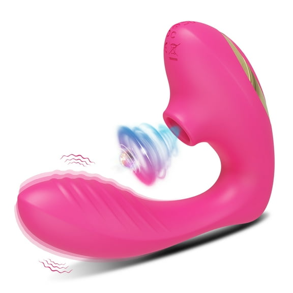 Xbonp Clitoral Sucking Vibrator, 2 in 1 G Spot Vibrator, with 10 Vibration & 10Sucking Modes Red