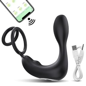 Xbonp Male Anal Plug Vibrator Prostate Massager with Vibrating Rings Men Vibrating Butt Plug Sex Toy