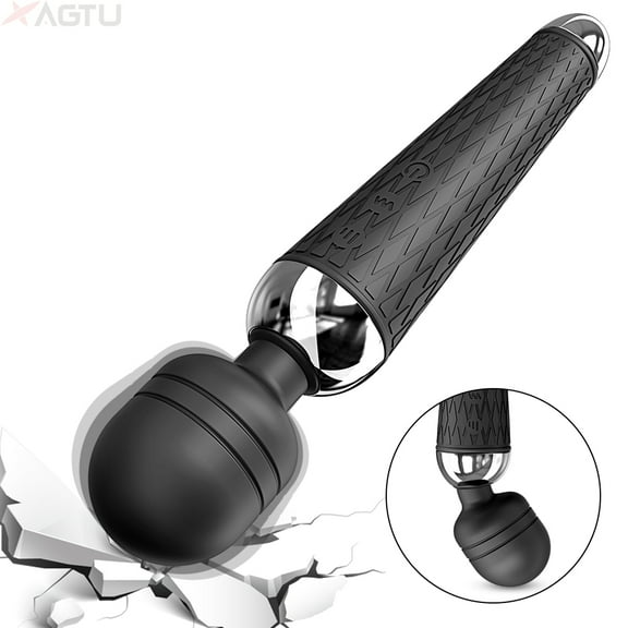 Xbonp Rechargeable Personal Massager Vibrating Wand Massager for Women With 10 Vibration Modes Black