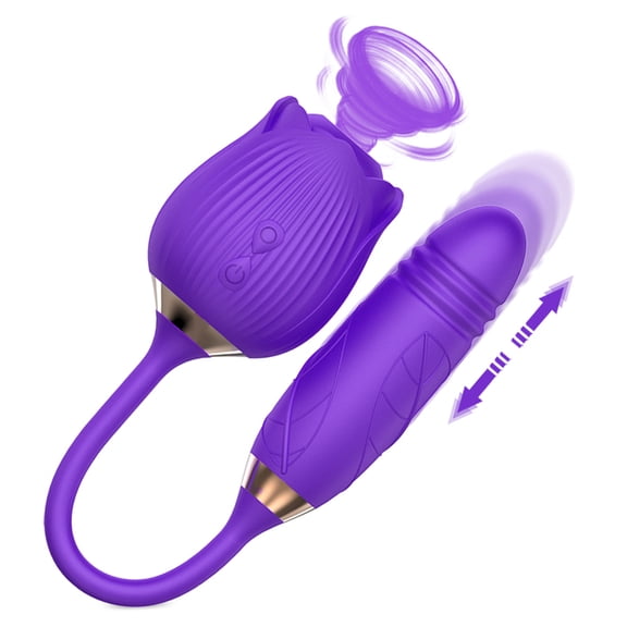Xbonp Rose Toys Vibrators for Women, 3 in 1 G-spot Vibrator with Dildo Vibrating Purplr